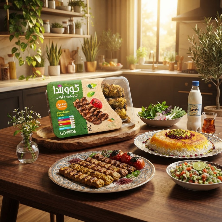 کوبیده گیاهی ۷ سیخ ۳۰۰ گرمی گوویندا